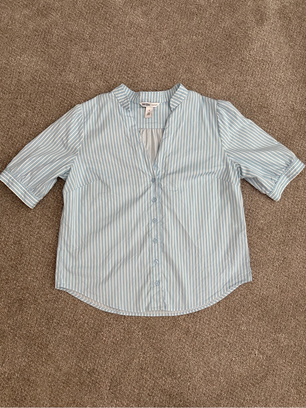 White House Black Market Light Blue & White Striped Button-Down Women’s Shirt